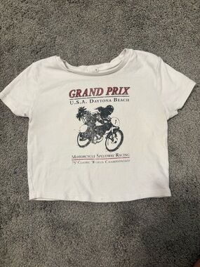 Garage Cropped White "Grand Prix" Graphic Tee - Daytona Beach